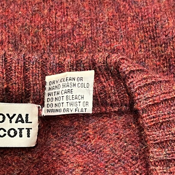 Royal Scott Wool Cable Front V-neck Sweater Vest, Vtg, Burgundy, 2X - Picture 4 of 7